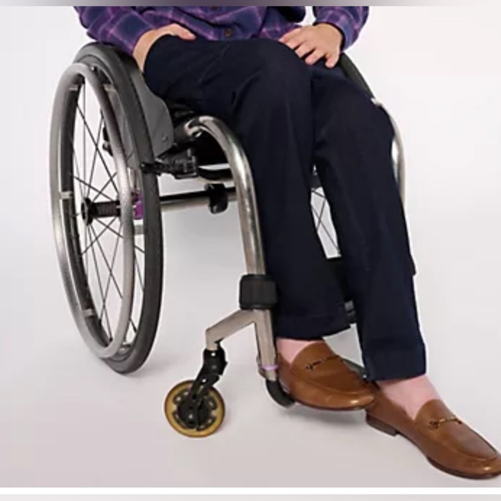 Denim & Co Adaptive Cozy Touch Slim Straight Jean Wheelchair Fit Dark Wash Color